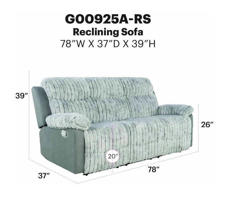 Plush - Reclining Sofa With Table And LED Belt - Gray