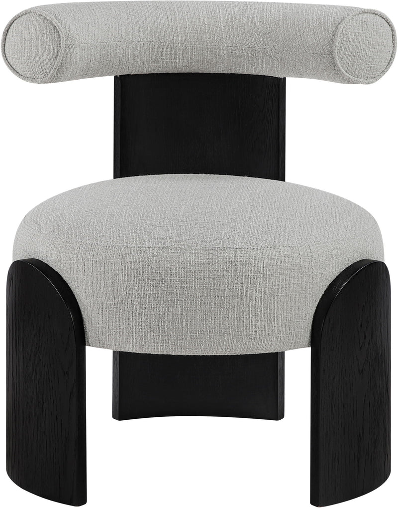 Calder - Linen Textured Fabric Upholstered Accent Chair - Painted Black Base