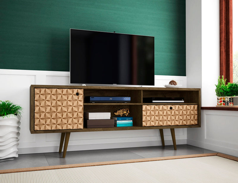 Manhattan Liberty - 71" TV Stand With Rustic Brown Frame