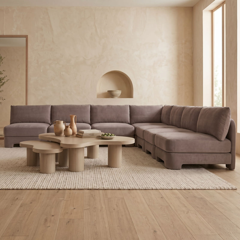 Hammond - Velvet Performance Fabric Upholstered 7 Piece Armless Sectional