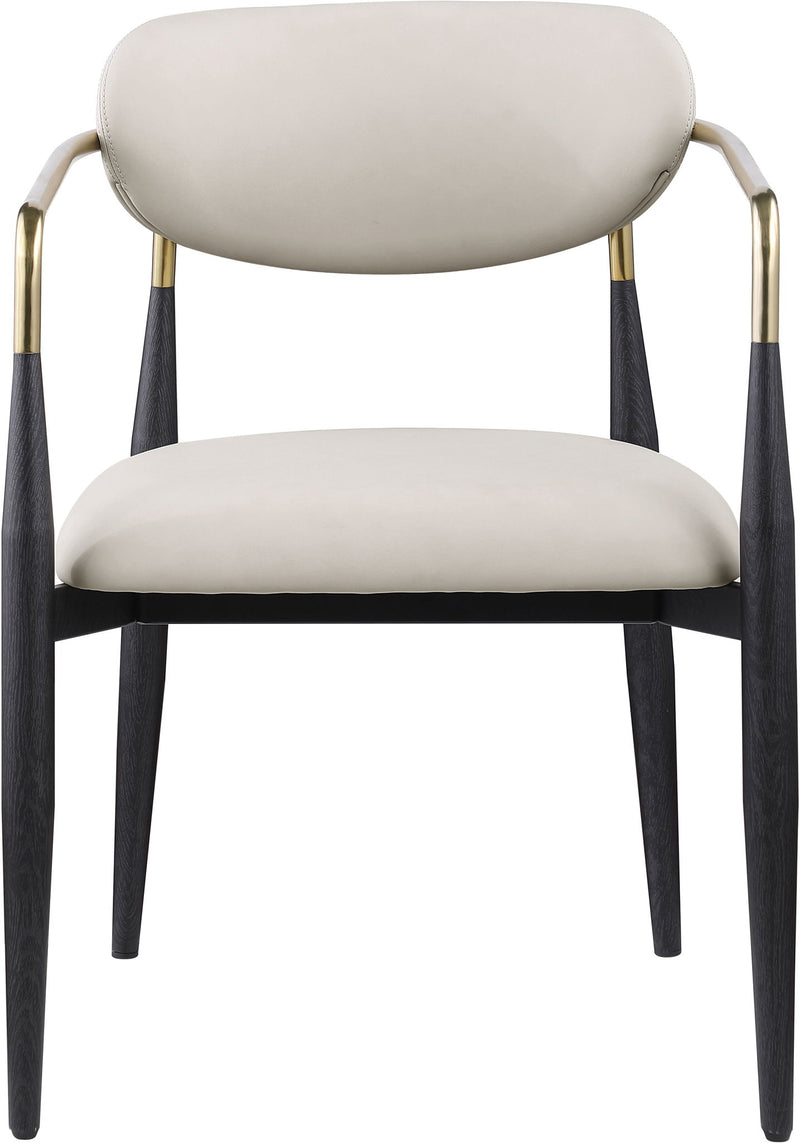 Ronda - Vegan Leather Upholstered Dining Arm Chair - Black Legs