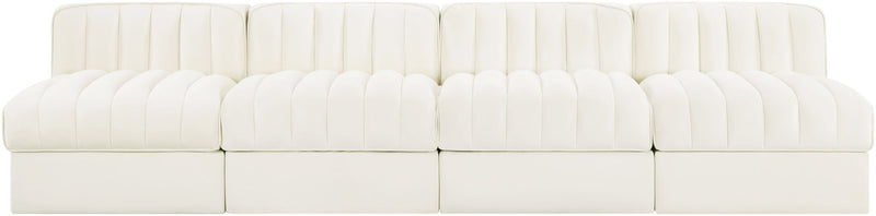 Rummi - Armless Velvet Performance Fabric Upholstered 4 Piece Modular Sofa