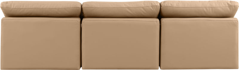Indulge 105" Tan Vegan Leather Upholstered 3pc. Armless Modular Sofa