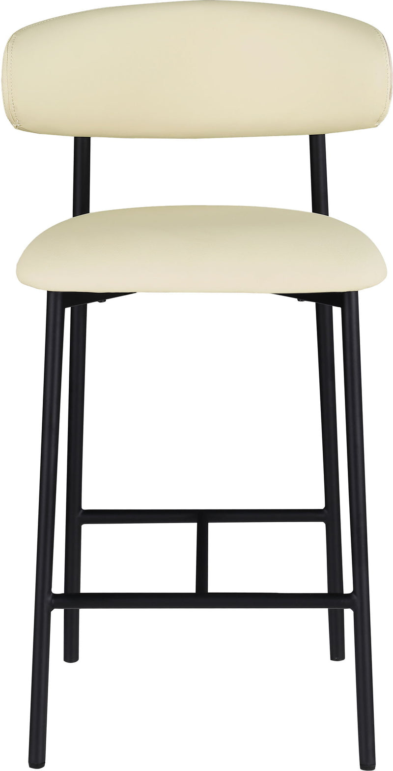Lupita Cream Vegan Leather Upholstered Counter Stool
