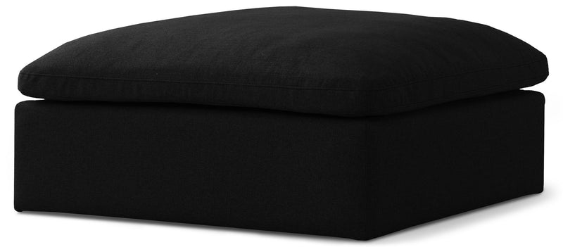 Serene Deluxe Comfort Linen Textured Fabric Upholstered Modular Ottoman