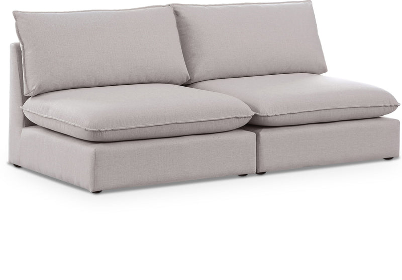 Mackenzie 80" Linen Textured Fabric Upholstered 2pc. Armless Modular Loveseat