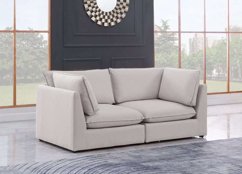 Mackenzie 80" Linen Textured Fabric Upholstered 2pc. Modular Loveseat
