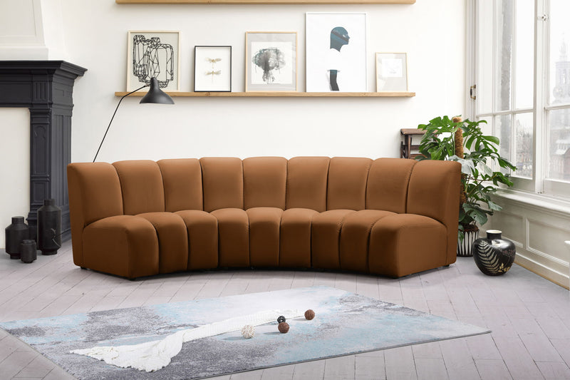 Infinity 119" Saddle Velvet Upholstered 3pc. Modular Sectional