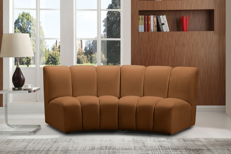 Infinity 83" Saddle Velvet Upholstered 2pc. Modular Sectional