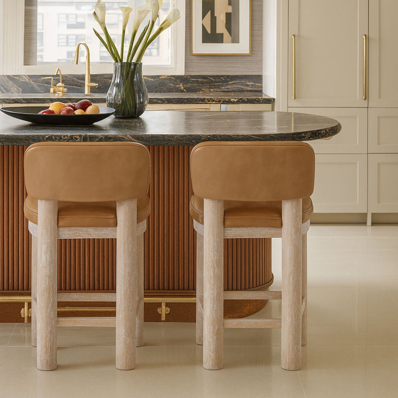 Paloma Tan Vegan Leather Upholstered Counter Stool