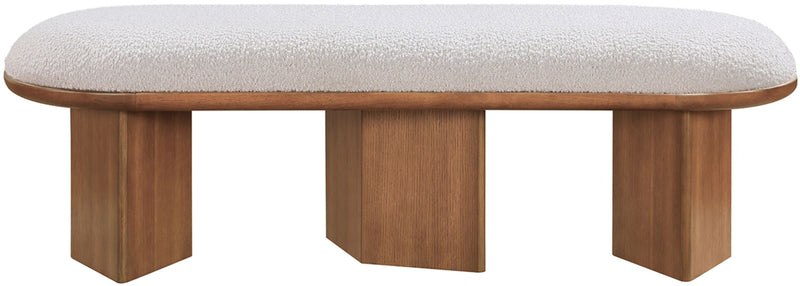 Wilshire Cream Boucle Fabric Upholstered Bench