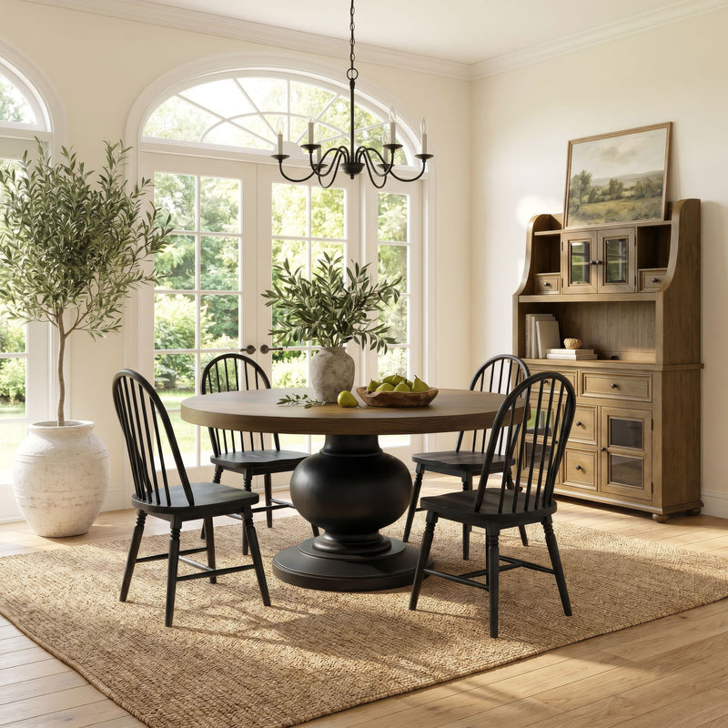 Heritage & Home - Round Dining Table - Oak Brown And Black