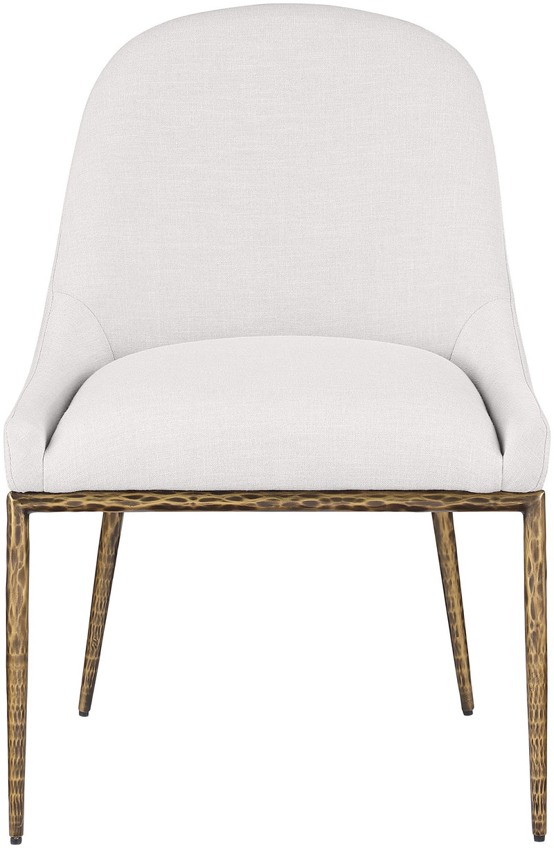 Ferro Cream Linen Textured Performance Fabric Upholstered Dining Side Chair