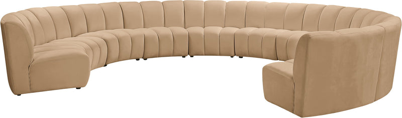 Infinity 183" Camel Velvet Upholstered 10pc. Modular Sectional