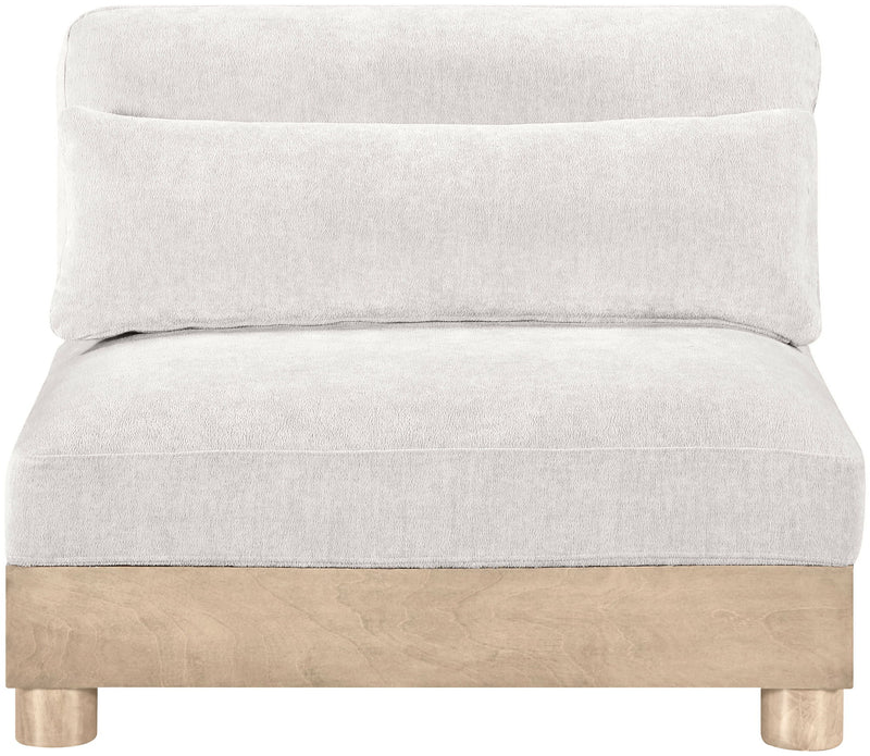 Turin - Chenille Fabric Upholstered Modular Armless Chair - Natural Base