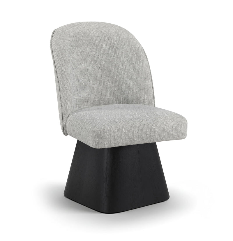 Marlowe - Linen Textured Fabric Upholstered Swivel Dining Side Chair - Stained Black