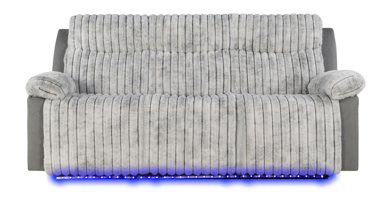 Plush - Reclining Sofa With Table And LED Belt - Gray