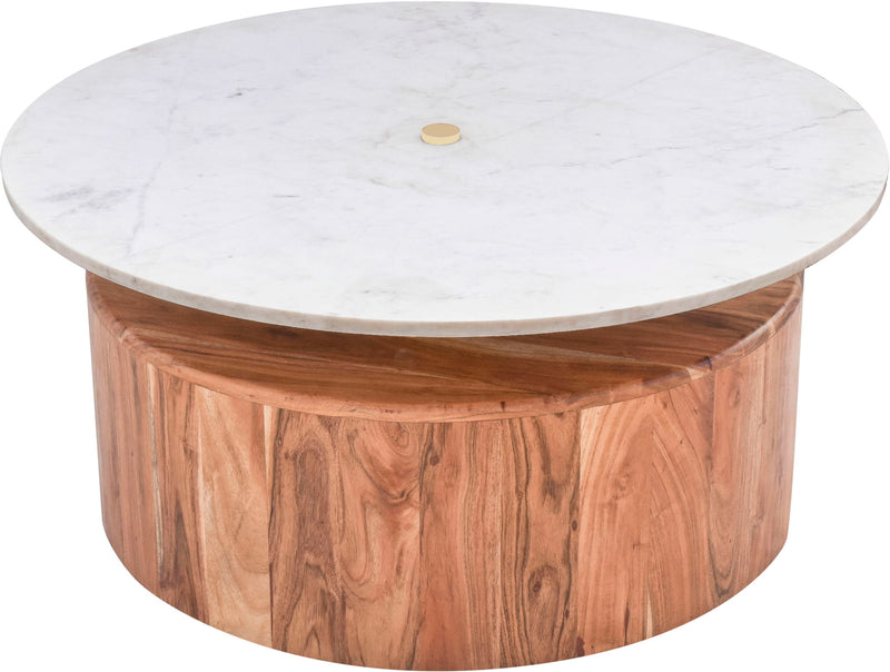 Stonewood Natural Marble Top And Acacia Wood Base Coffee Table