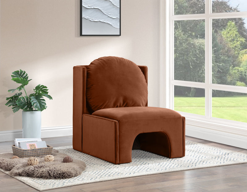 Sigma Cognac Velvet Upholstered Accent Chair
