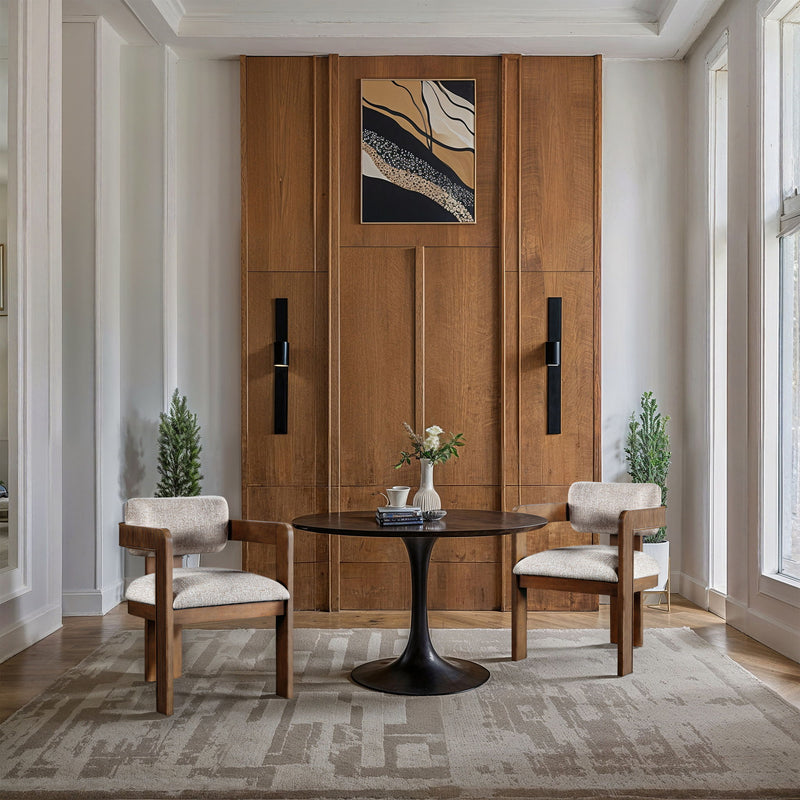 Sacha - Linen Dining Chair With Brown Base (Set of 2)