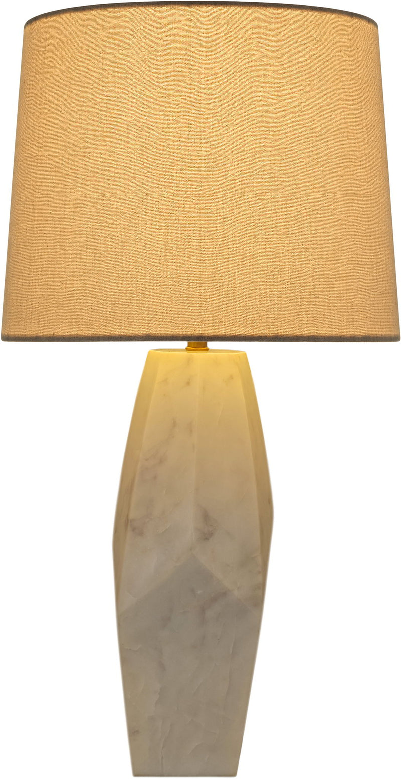 Seraphine - Genuine Marble And Linen Textured Fabric Table Lamp
