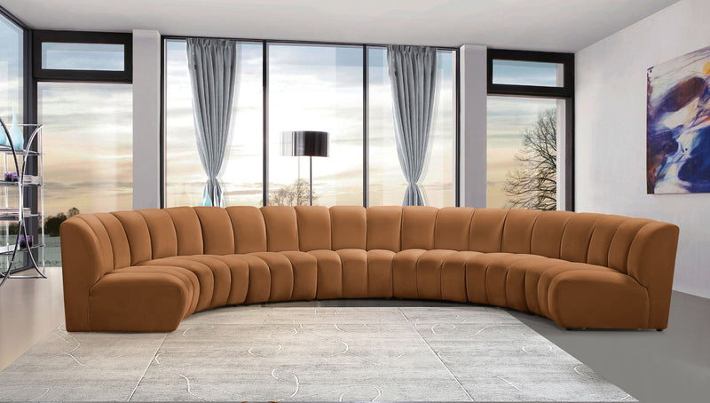 Infinity 183" Saddle Velvet Upholstered 7pc. Modular Sectional