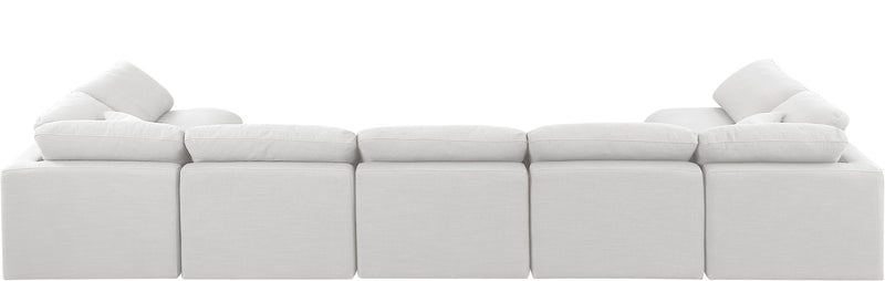 Indulge 175" White Linen Textured Fabric Upholstered 7pc. Modular Sectional