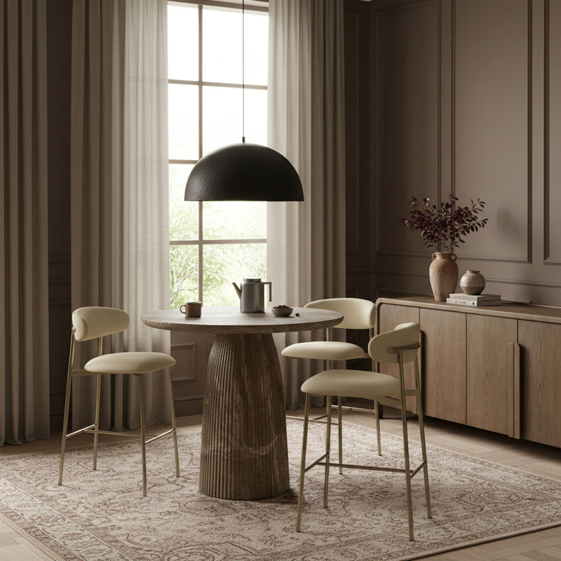 Lupita Cream Vegan Leather Upholstered Bar Stool