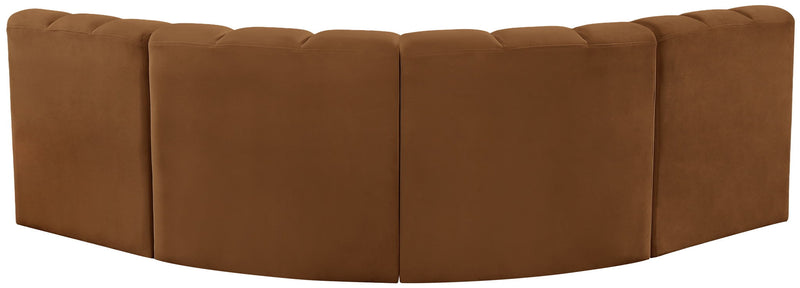 Arc 103" Saddle Velvet Upholstered 4pc. Modular Sectional