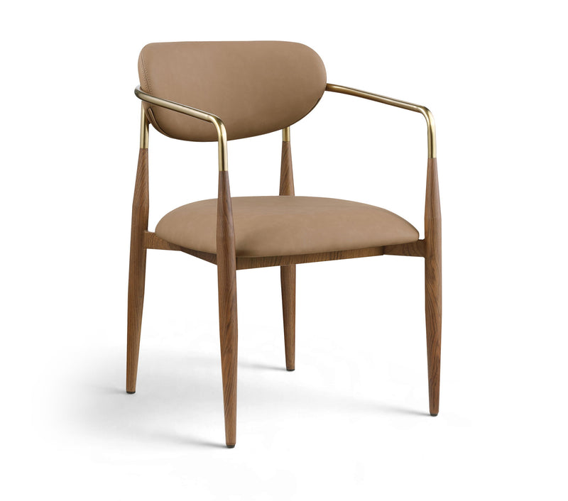 Ronda - Vegan Leather Upholstered Dining Arm Chair - Walnut Legs