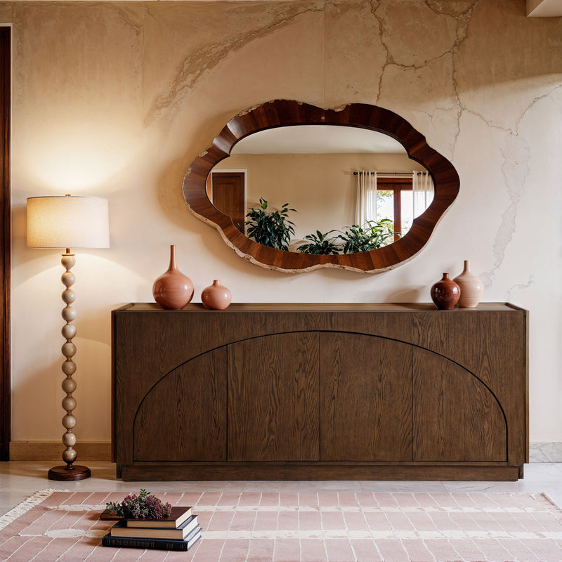 Everson Brown Oak Veneer And Solid Wood Sideboard/Buffet