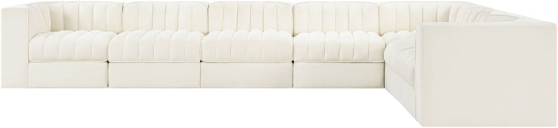 Rummi - Velvet Performance Fabric Upholstered 7 Piece Modular Sectional (With 3 Corner Chairs)