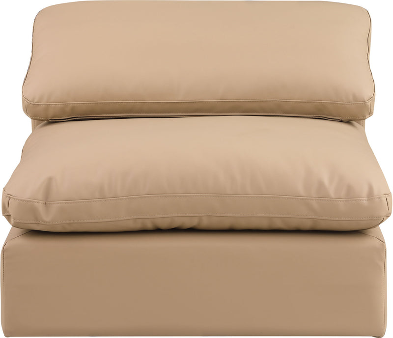 Comfy Tan Vegan Leather Upholstered Modular Armless Chair