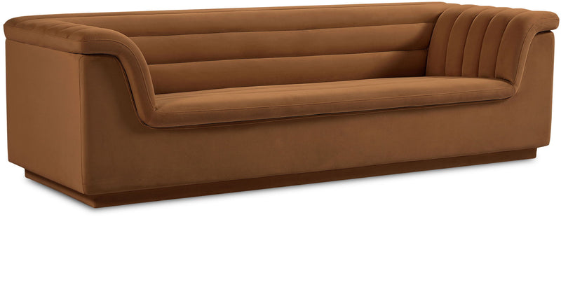 Cascade 94" Saddle Velvet Upholstered Sofa