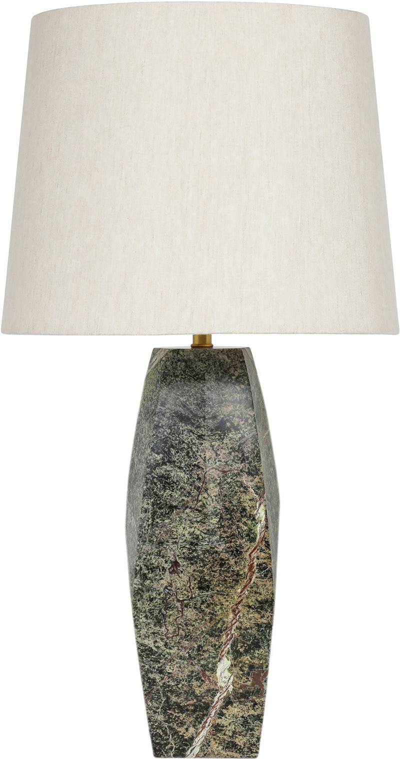 Seraphine - Genuine Marble And Linen Textured Fabric Table Lamp