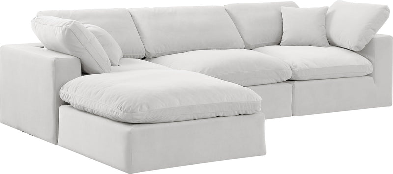 Comfy 119" Cream Velvet Upholstered 4pc. Modular Sectional