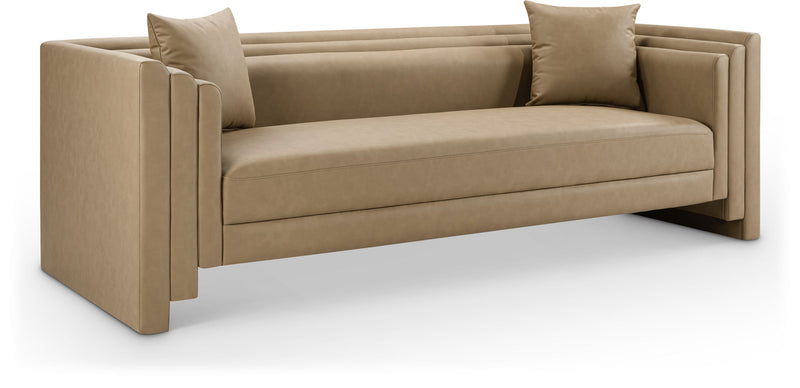 Everett 88.5" Tan Vegan Leather Upholstered Sofa