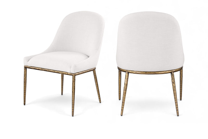 Ferro Cream Linen Textured Performance Fabric Upholstered Dining Side Chair