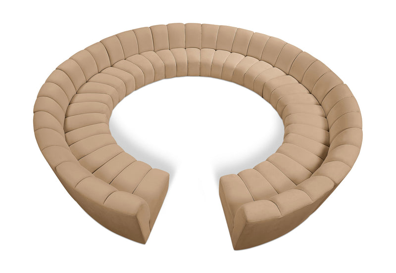 Infinity 183" Camel Velvet Upholstered 12pc. Modular Sectional