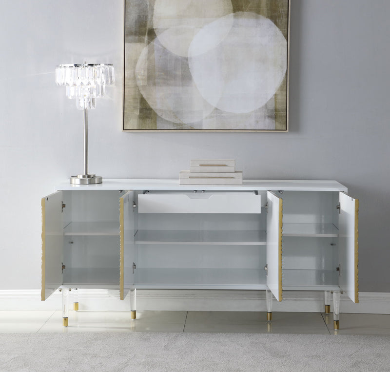 Bellissimo White Lacquer Finish And Acrylic Sideboard / Buffet