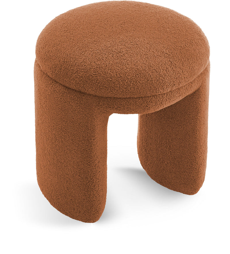 Bowen Saddle Faux Shearling Teddy Fabric Upholstered Stool