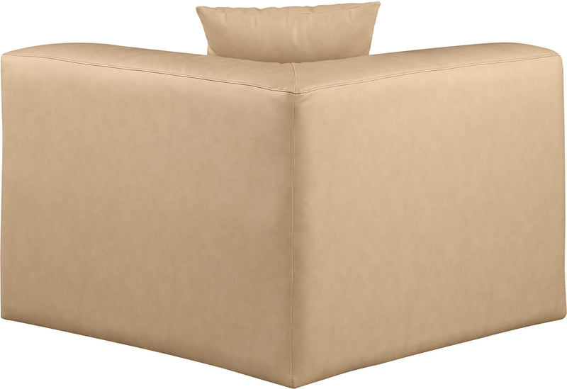 Cube Tan Vegan Leather Upholstered Modular Corner Chair