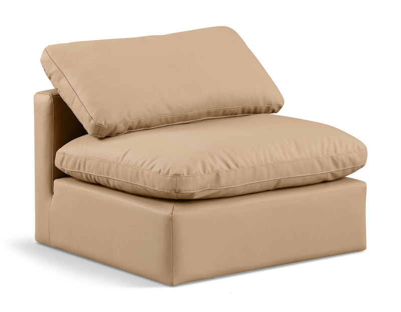 Indulge Tan Vegan Leather Upholstered Modular Armless Chair