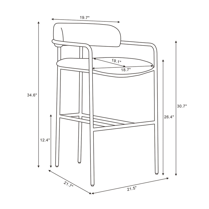 Manhattan Serene - Metal Upholstered Barstool