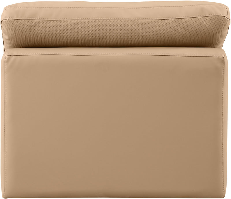 Indulge Tan Vegan Leather Upholstered Modular Armless Chair