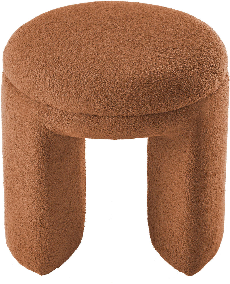 Bowen Saddle Faux Shearling Teddy Fabric Upholstered Stool