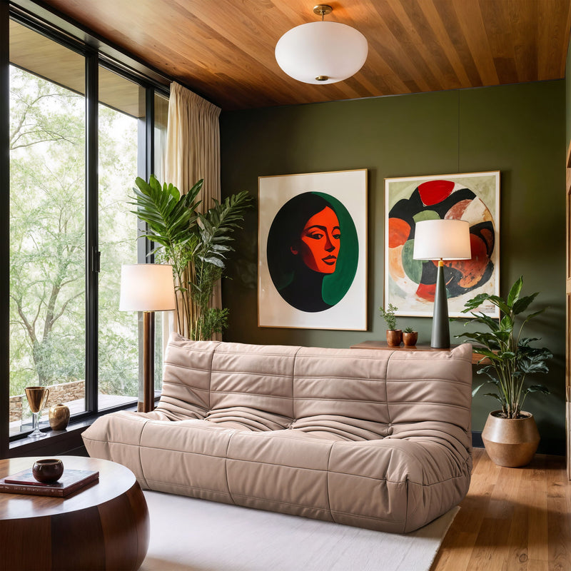 Relax 77.75" Tan Vegan Leather Upholstered Sofa