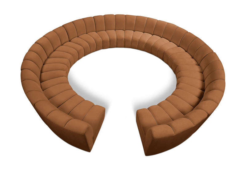 Infinity 183" Saddle Velvet Upholstered 12pc. Modular Sectional