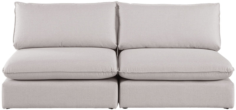 Mackenzie 80" Linen Textured Fabric Upholstered 2pc. Armless Modular Loveseat