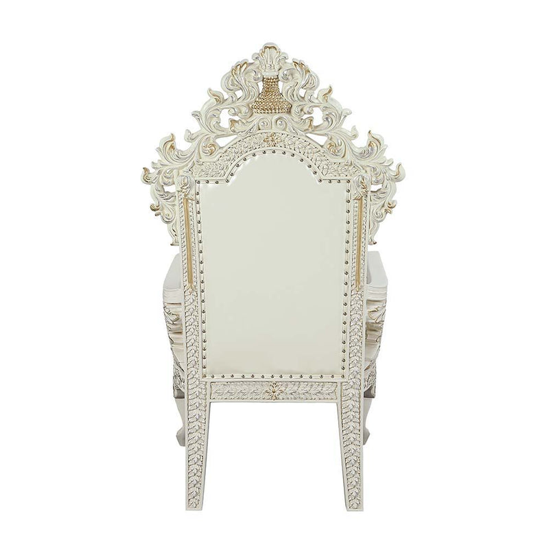 Adara - Arm Chair (Set of 2) - Pearl White Synthetic Leather & Antique White